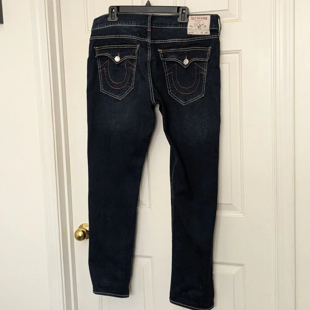 True Religion Men's Geno Relaxe Slim Jeans Size 36 Blue .